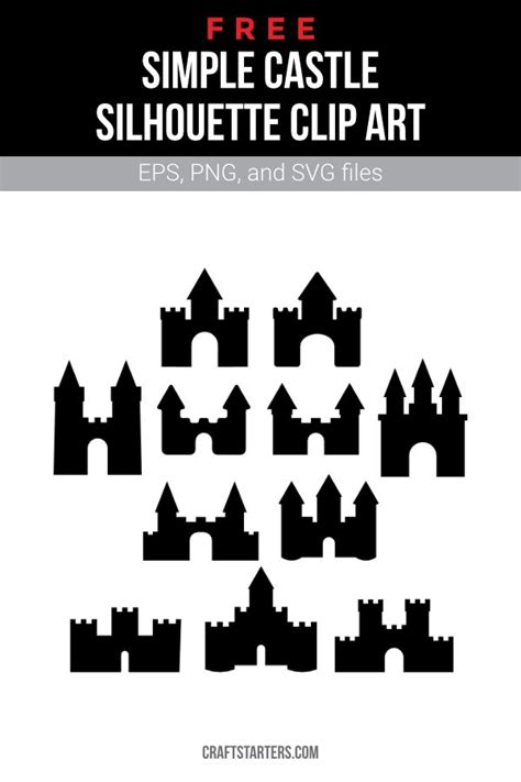 Free Simple Castle Silhouette Clip Art in EPS, PNG, SVG Formats