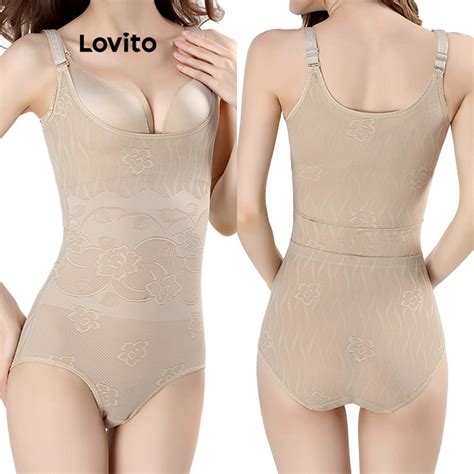 Lovito Casual Plain Basic Shapewear For Women Lne Apricot Black