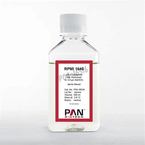 Liquid Media RPMI 1640 Without L Glutamine Without Phenol Red With 2