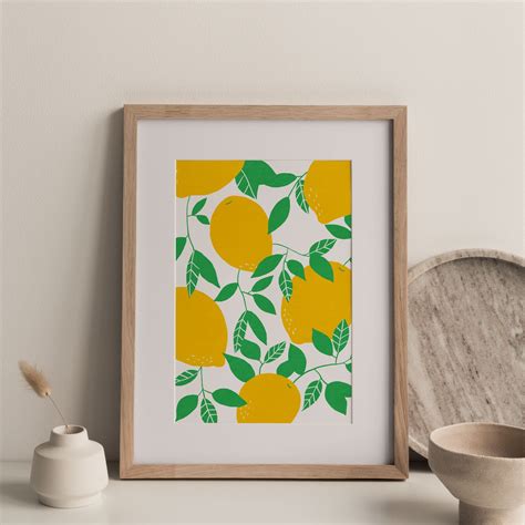 Lemon Tree Print Citrus Wall Art Printable Wall Art Vintage Etsy