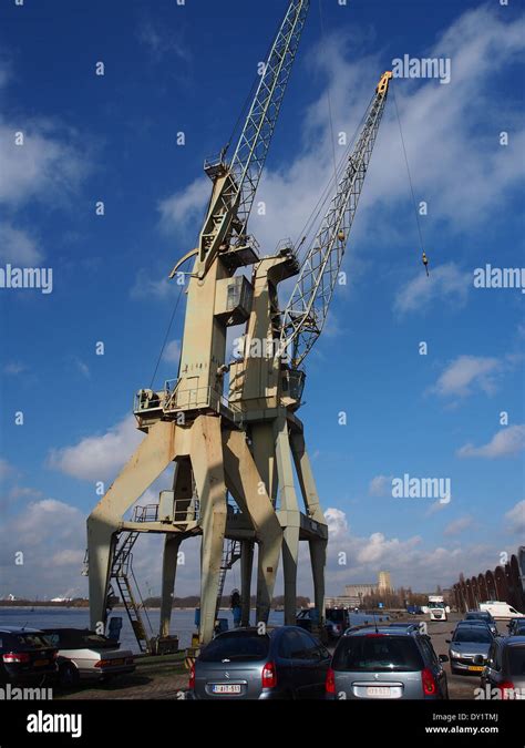 Old Port Cranes At Port Of Antwerp Pic 003 Stock Photo Alamy