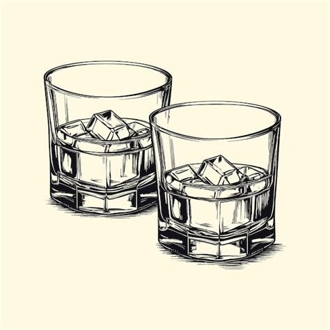 Vektorsymbol zwei gläser whiskey prost glasvektorillustration Premium