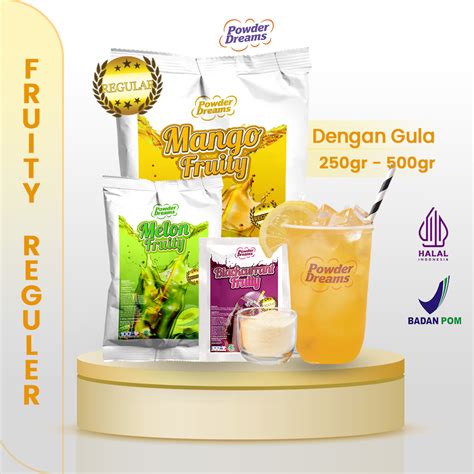 Jual Bubuk Minuman Fruity Series Rasa Buah Stroberi Anggur Durian Melon