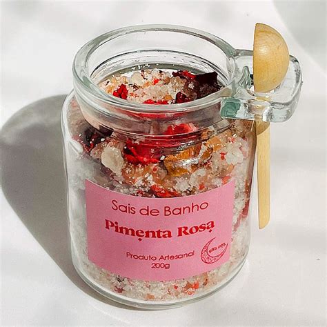 Sais De Banho Rosas E Pimenta Rosa Artesanal 200g Elfa Zen