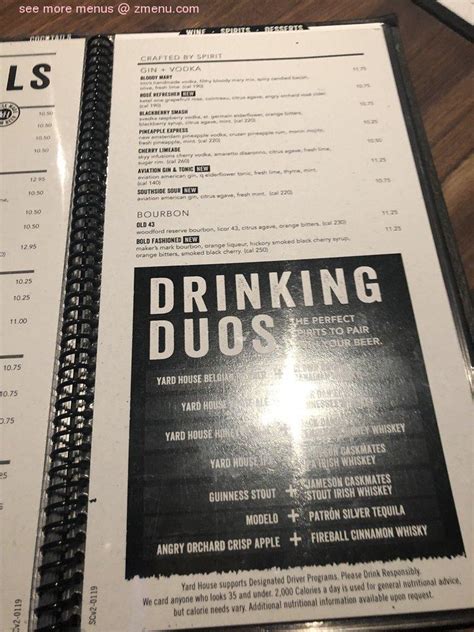 Online Menu Of Yard House Restaurant Roseville California 95678 Zmenu