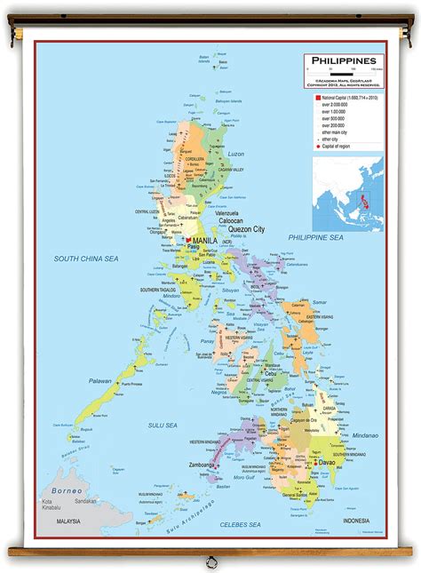 Mapa mural educativo político de Filipinas de Academia Maps fondo de