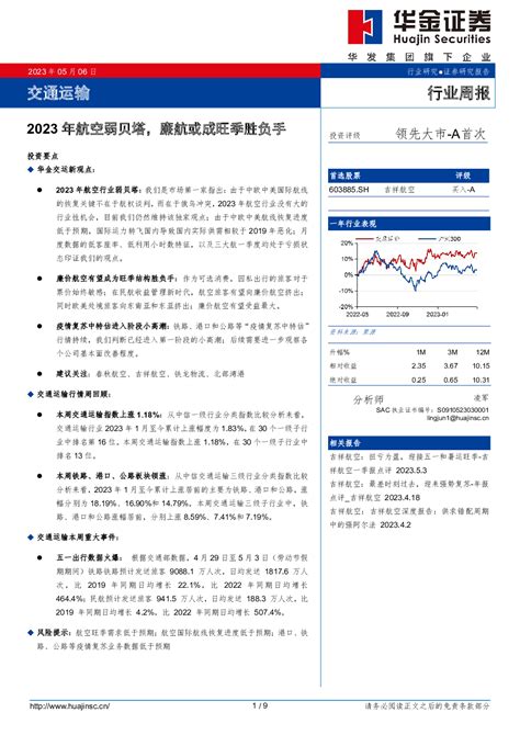 交通运输行业周报：2023年航空弱贝塔，廉航或成旺季胜负手