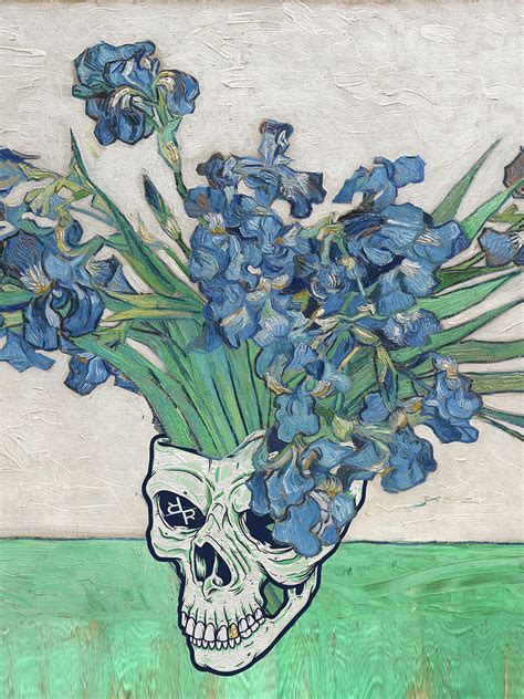 Punk van Gogh Irises Skull Painting by Tony Rubino | Pixels