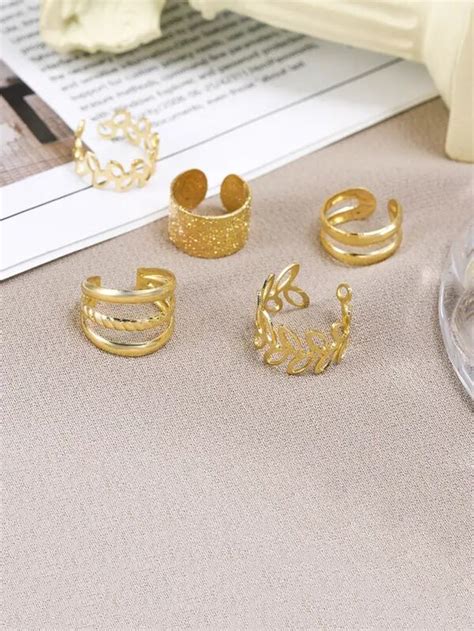 Pcs Gold Color Adjustable Ear Cuffs Earrings For Women Girls Non