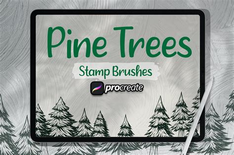 松树印章Procreate笔刷素材 Pine Tree Brush Stamp Procreate 设计小咖