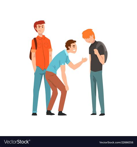 Two Teen Students Mocking Another At School Vector Image