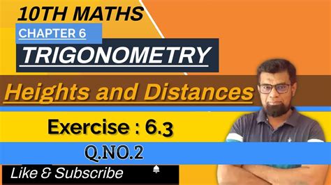 Class 10 Maths Chapter 6 Trigonometry Heights And Distances Exercise 6