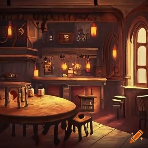 Cozy Tavern Interior With Warm Lighting