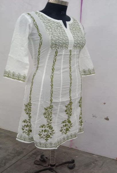 Full Sleeve RFF 222 Lucknowi Chikankari Long Kurti Size S M XL