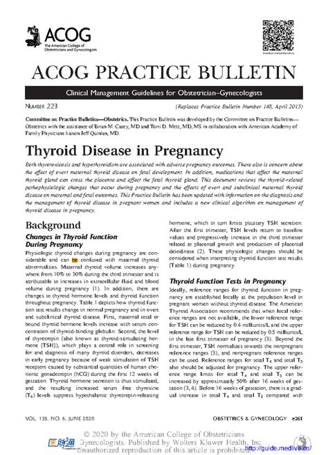 Acog Thyroid Diseases In Pregnancy Acog Practice Bulletin Clinical