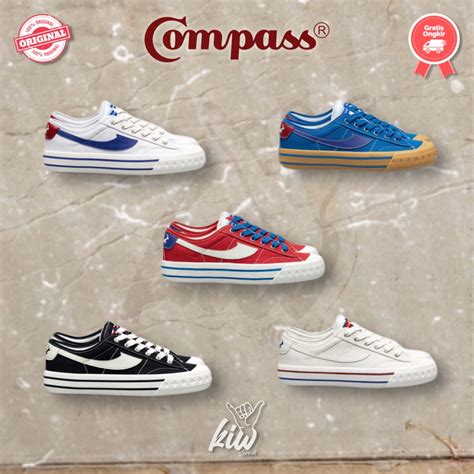 Jual Compass Retrograde Low Black White Red Blue Cream Blue Gum