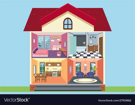 House with rooms fully furnished Royalty Free Vector Image