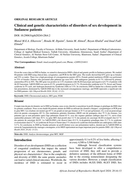 Pdf Disorders Of Sex Development In Sudan Clinical And Genetic