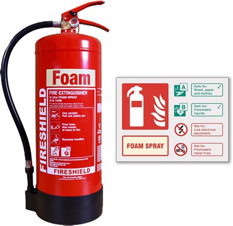 6ltr Foam Fire Extinguisher W Landscape Self Adhesive Foam Sign