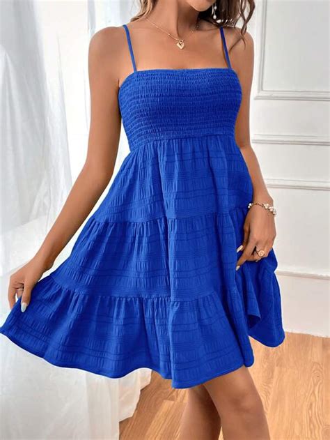 Shein Wywh Solid Ruffle Hem Cami Dress Shein Usa