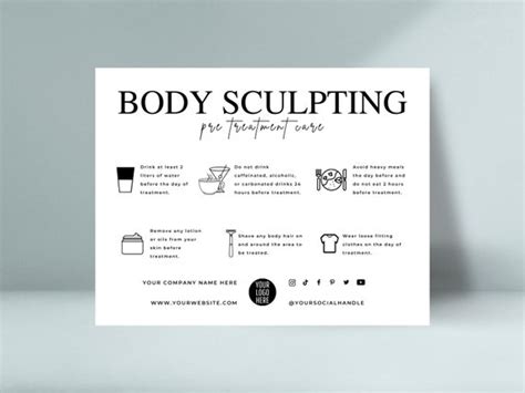 Editable Body Sculpting Pre And Post Care Card Template Body Etsy