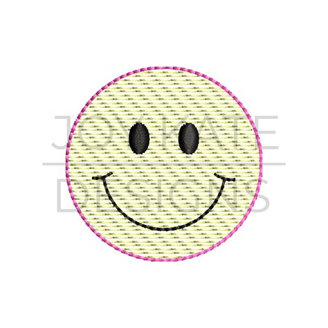 Smiley Face Mini Sketch Fill Embroidery Design Joy Kate Designs