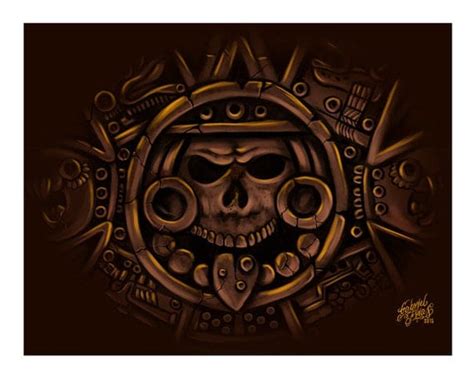 Tonatuah Aztec Skull Art prints Limited Edition - My Sugar Skulls