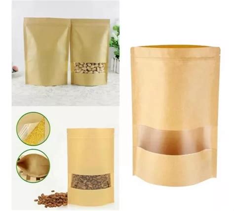 50 Bolsas Papel Kraft Doypack 20x30cm Con Cierre Hermético Cuotas sin