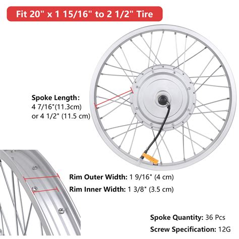 Yescom Electric Bike Conversion Kit Front Wheel 20 E Bike Conversion