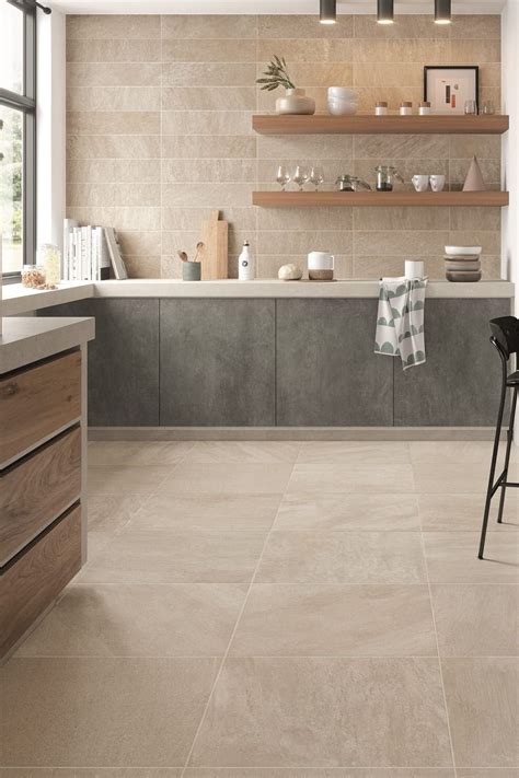 Beige Large Format Porcelain Tiles For Modern Kitchen