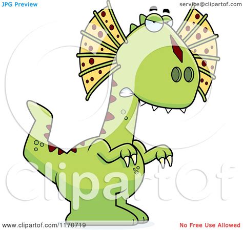 Cartoon Of An Angry Dilophosaurus Dinosaur Royalty Free Vector