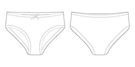 Esboço técnico de cuecas para meninas lady lingerie cueca branca feminina Vetor Premium