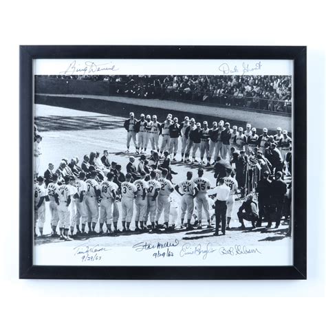 Stan Musial Retirement Day Custom Framed Photo Signed By 6 With Stan