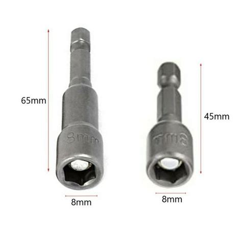 8mm Hexagon Magnetic Nut Socket 14 Hex Shank 45mm65mm Socket