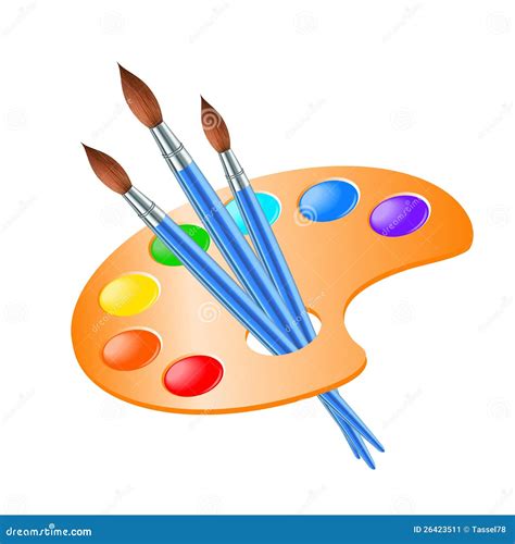 Art Palette With Paint Brush For Drawing Stock Vector Illustration Of