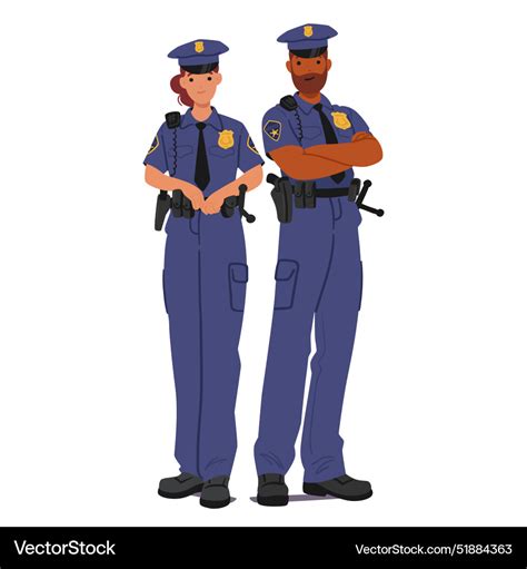 Male and female police officers in uniform Vector Image