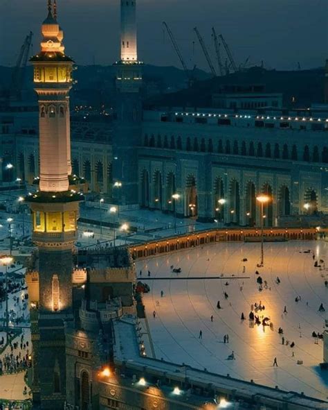 December 2018: Tawaf (طواف) Night view of the Masjid-Al-Haram, Makkah