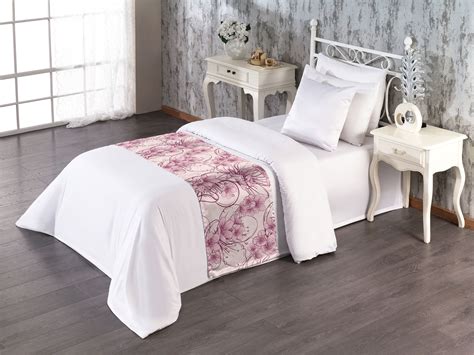 Sakura Bed Runner Nude Color Palette Drawn Cherry Blossom Pattern With Lines Botany Art