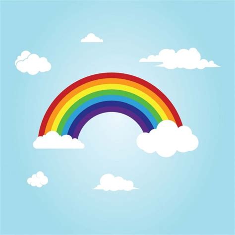 Arc En Ciel Color Avec Nuages Arcs En Ciel En Illustration De Plat