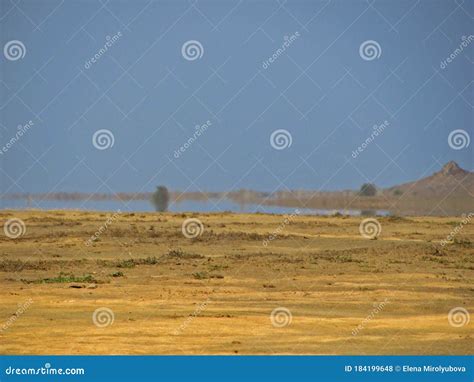 Mirage Phenomenon In Desert Of Sal Island Cape Verde Cabo Verde Stock