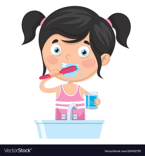 Kid brushing teeth Royalty Free Vector Image - VectorStock