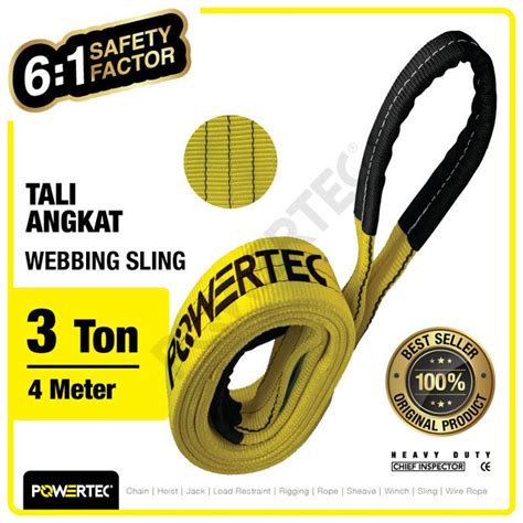 Jual Webbing Sling Belt Tali Angkat Ton X Meter Powertec Double