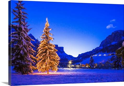 Italy South Tyrol Alta Badia Corvara Christmas Tree And Gardena