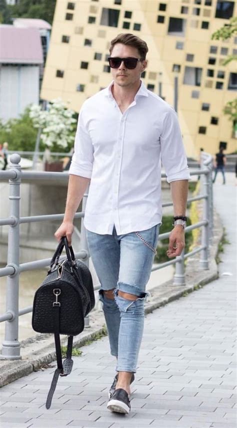 Blue Jeans And White Shirt Outfits Ideas For Men Fashion Hombre