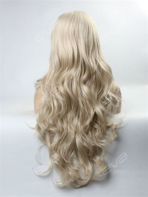 Vintage Grayish Blonde Long Wavy Synthetic Lace Front Wig All