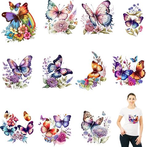 Four Fahrenheit 11 Pcs Butterfly Iron On Transfers Colorful Butterfly Iron On Decals