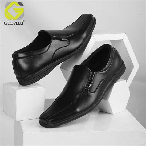 Jual ZR56TG GEOVELLI Sepatu Pantopel Pria Kulit Hitam Sepatu Pantofel