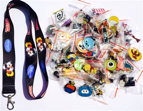 Disney World Pin Trading Lot Lanyard Starter Set With Lanyard