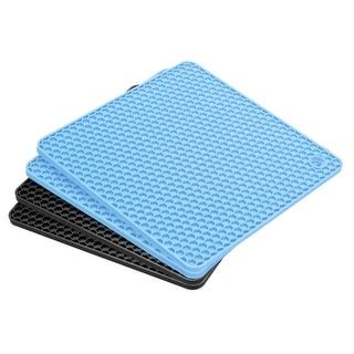 Pcs Silicone Trivet Mats For Pots Pans Square Hot Pads Counter Mats Sky Blue Black Bed