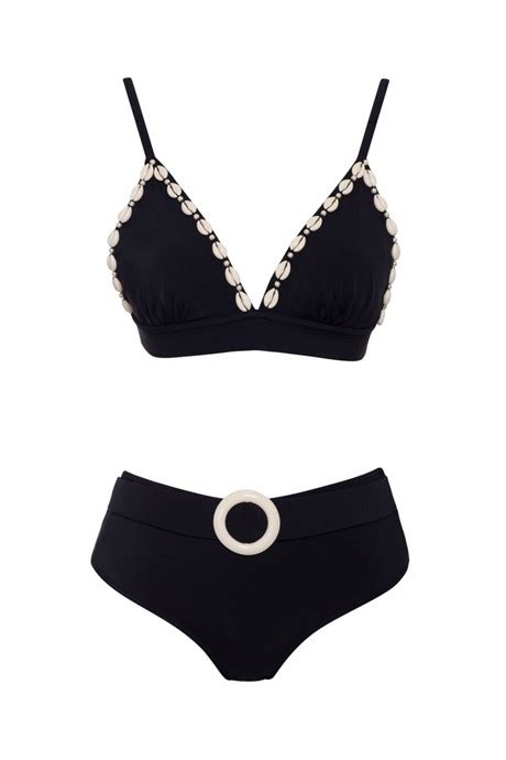 Deniz Kabuklu Yüksek Bel Üçgen Bikini Takım SLR I Sailor Moda